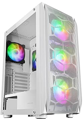Mars Gaming MC-KX, Torre Gaming E-ATX Premium, Sistema CPU FREEZER, 5 Ventole ARGB Ultra-silenziose, Controller ARGB e Controller RF, Frontale Mesh, Bianco