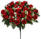 A1-Homes 41cm Artificial Silk Red Rose Bush with Gyp & Foliage 24 flower heads- Wedding Grave Home Decoration (Red, 2 Red Bunches)