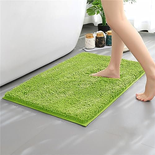Mateju Alfombra de Baño Antideslizante, Alfombra Baño de Chenilla Súper Absorbente Absorción de Agua Alfombra de Baño Extra Suave y Cómoda de Microfibra para Bañera, Ducha y Baño (40*60CM,Verde Fruta)