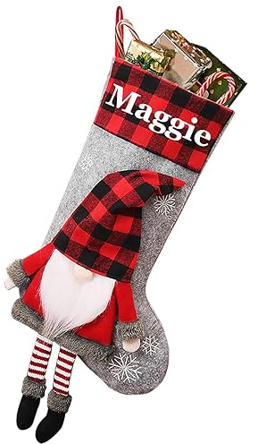 Weihnachtsstrumpf Personalisiert 46cm Nikolausstrumpf mit Benutzerdefinierte Namen Christmas Stockings für Feiertags, Familienparty, Dekoration
