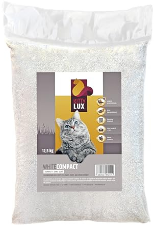 KittyLux klumpende Katzenstreu White Compact 4x12,5kg ohne Duft für Sensible, anspruchsvolle Katzen, Klumpstreu 100% Naturbentonit, Feste Klumpenbildung, schnelle Geruchsbindung, geringer Verbrauch