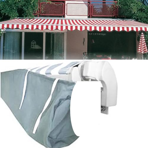 Markisenabdeckung, Einziehbare Schutzüberdachung, Shelter Schutzhülle, Strapazierfähiges Wasserdichtes Polyestergewebe Von 4 m Breit für Outdoor Garten Terrasse Aufbewahrungstasche (4M, Grau)