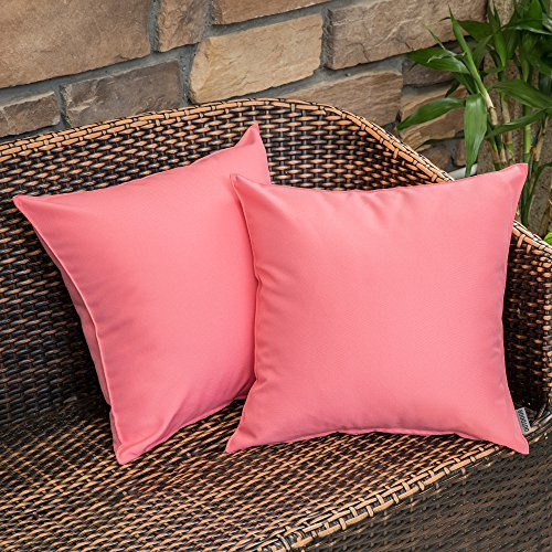 MIULEE 2er Set Outdoor Kissenbezug wasserdichte Kissenbezüge Sofakissen Dekorativ Couchkissen Wetterfeste Kissenhülle Zierkissen Bezug Weich für Sofa Couch Outdoor Garten Balkon 40x40 cm Rosa