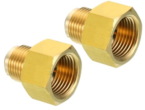 PATIKIL 5/8 Innen x 1/2 Außen Reduzierstück SAE 45 Grad 2 Stück | 3/4-16UNF auf 7/8-14UNF Flare Messing Adapter, Reduzierverlängerung für Luft-, Gasleitungen, Kälte- und Klimatechnik