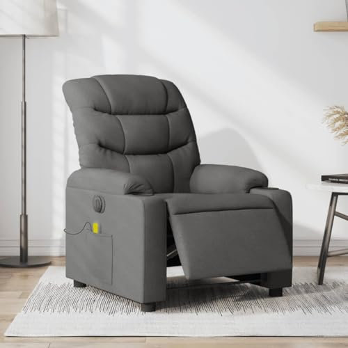Homgoday Massagesessel Elektrisch Fernsehsessel Relaxsessel mit Liegefunktion Massagesessel TV Sessel mit Verstellbare Rückenlehne Liegesessel Ruhesessel Einzelliegesessel Dunkelgrau Stoff