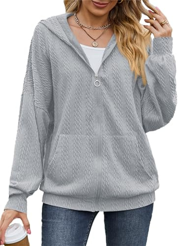 PANOZON Damen Hoodie Sweatjacke Kapuzenpullover Langarm Sweatshirt Kapuzenjacke Cropped Jacke mit Reißverschluss
