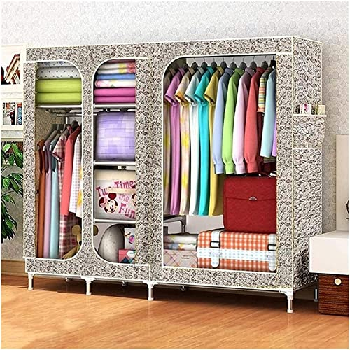 LAMEDOAT Tragbarer Kleiderschrank, Stoffgarderobe, Kleiderschrank, Schlafzimmer, Oxford-Stoff, Stahlrohr, verstärkt, einzelner, vollständig geschlossener Reißverschluss, 168 x 45 x 168 cm, tragbarer