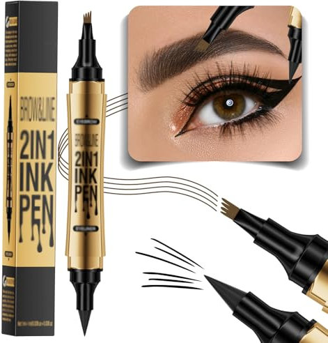 Matita Sopracciglia 3D Impermeabile Penna Liquida - Lunga Durata, Effetto Naturale e Preciso, Lápiz de Cejas Crea Aspetto Natura (Marrone Scuro)