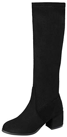 Stiefel Damen Langschaft Winter Weitem Schaft Knee Boots Flach High Heels Kniehohe Weitschaftstiefel Mit Absatz Bootsschuhe Gothic Hohe Schuhe Schwarze Größe 35 43