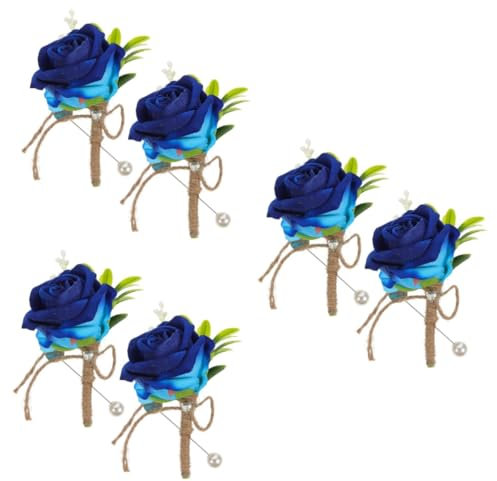 Cabilock Ansteckblume Kleidung 6 STK Handgelenk Anstecker Mit Rosenblüten Mann Anzug Männer Anzug Brautjungfer Ansteckblume Rosendekor Paar Ansteckblume Brautjungfern Blumensträuße Blue Seidenblume