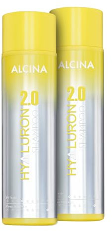 ALCINA Hyaluron 2.0 Shampoo (2 x 250 ml) - Shampoo für trockene & spröde Haare - Glanz & Geschmeidigkeit - verhindert Hitzeschäden bis zu 230°C - Haarpflege mit Hyaluronsäure & Kaktusfeigenextrakt