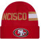 New Era Unisex-Erwachsene NFL Official Sideline Team Logo Wordmark Tech Cuffed Beanie Cold Weather Knit Hat, San Francisco 49ers - Rot, Einheitsgr��e
