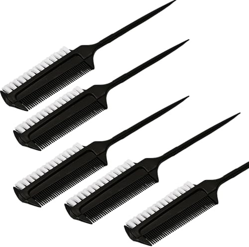 Jimkply - Spazzola lisciante per capelli, 5 pezzi, colore nero, spazzola per il trattamento dell'olio, spazzola per maschera per capelli, strumento multifunzione per la cura dei capelli, spazzola