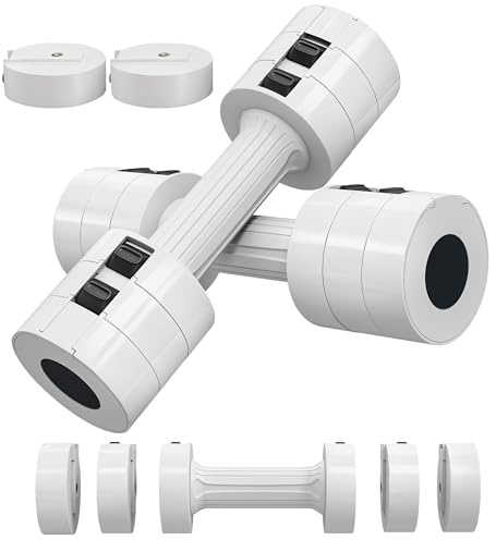 SPORTNOW 2 x 2,5 kg Hanteln, Kurzhanteln mit anpassbarem Gewicht, 1,1/1,8/2,5 kg pro Hantel, bodenschonendes Kunststoffgehäuse, für Frauen und Männer, Weiß