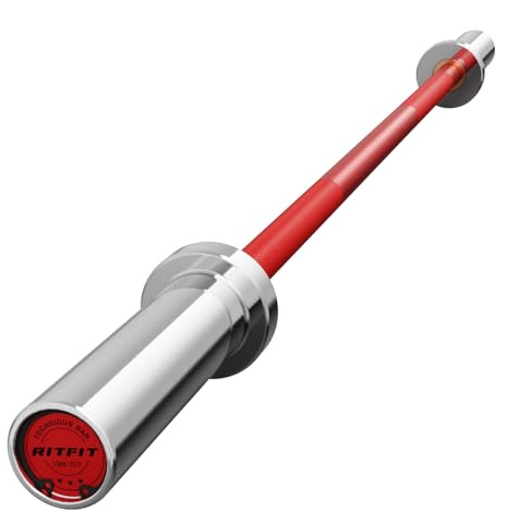 RITFIT Olympic Barbell 4ft/6ft - 2 Inch Weight Bar for Strength Training, Weightlifting, Squat, Deadlift, Bench Press, Curl, Overhead Press - 350lbs/500lbs Capacity 4FT Silver/Red