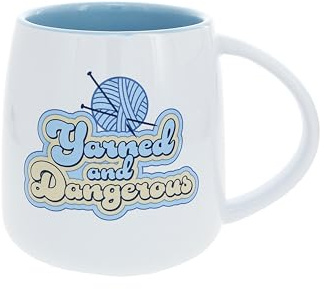 Pavilion Gift Company- Yarned and Dangerous - 22oz Ceramic Mug Coffee Tea Cup Yarn Crochet Knit Knitting Crocheting Funny Silly