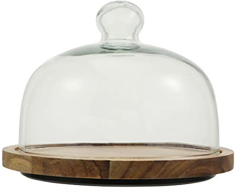 DKRAHRJJ Alzata per Torta con Coperchio a Cupola, Campana per Formaggio da Dessert, Cupola con Vassoio da Portata in Legno/24.5 * 24.5 * 17Cm