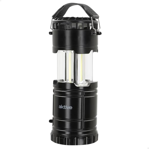 AKTIVE Lámpara LED multifunción 3 en 1 con linterna y ventilador, 31 LED, 250-270 lúmenes, Alcance 3-5 metros, 2 velocidades, Portátil y compacta, Funciona con 3 pilas AA no incluidas (63103)