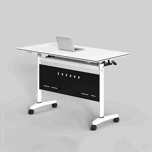GAOXIONG Konferenztisch mit leisen Rollen, klappbare Besprechungstische, mobiler Schulungstisch mit Klappplatte, Computerschreibtisch für Besprechungsraum, Büro, Klassenzimmer (120 x 50 x 75 cm, weiß