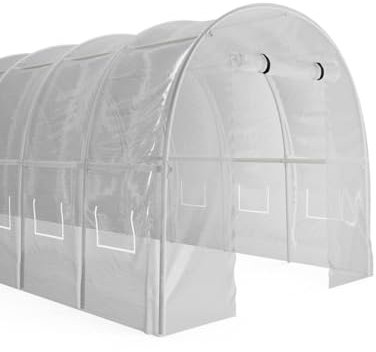 Vente-unique-Invernadero Tunel con Estructura de Acero 36 m² - L300 x l1200 x Alt. 200 cm - Blanco - IPOMEA