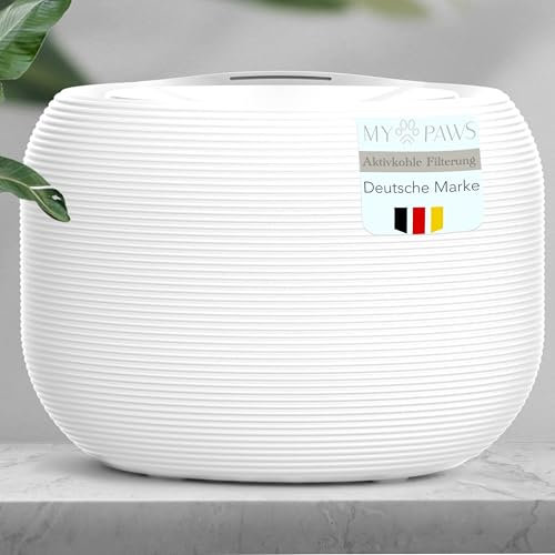 MyPaws® PET POD Keramik Optik ultraleiser Katzentrinkbrunnen Trinkbrunnen für Katzen - stromsparender Wasserspender Trinkbrunnen Kitten Katzenbrunnen mit großem Wassertank Nicht kabellos