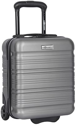 Leonardo® Valise Cabine Mini | Valise Rigide 14 Pouces à Double Roues | Trolley 25 litres avec Serrure | Valise de Voyage | Matériau ABS Léger | Valise de Cabine | 20x30x40 cm | Gris