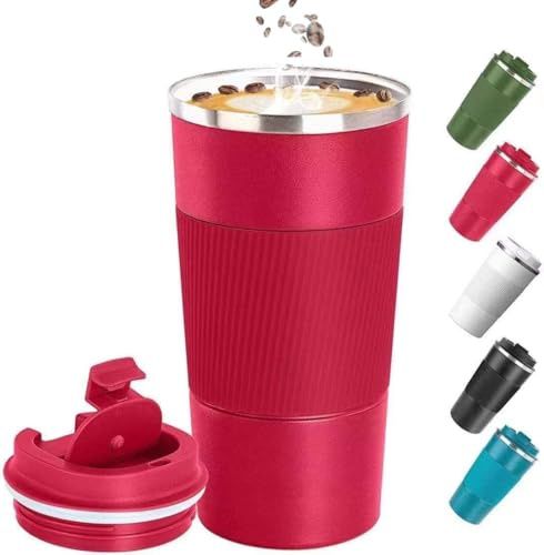 Maideduo Travel Mugs, Insulated Coffee Cup with Leakproof Lid - Reusable Cups Car Stainless Steel Thermal Mug for Hot and Cold Water Tea (Travel Mug red)
