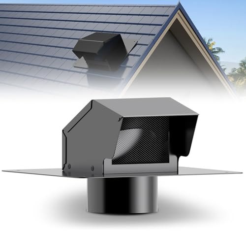 6 Inch Roof Exhaust Vent Cap - Heavy Duty Steel Roof Vent Cap with Damper, Roof Dryer Vent for Bathroom, Kitchen, Attic, Removable Roof Vents Featuring High Airflow Ventilation System