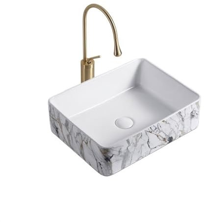 JUNCHENG1008 Lavabi in Ceramica Lavabo da appoggio in Ceramica Creativa in Marmo Lavabo in terrazzo Lavabo Quadrato Lavabo da Bagno for Balcone Lavabo da appoggio