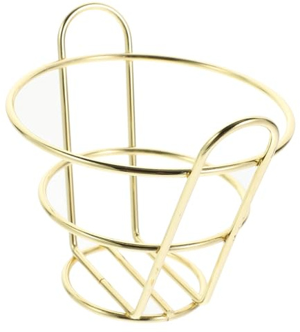 WEKADRIN Cesta para Servir Pollo Frito Cónica Pequeña de Hierro Dorado Resistente para Snacks y Aperitivos en Casa y Restaurantes