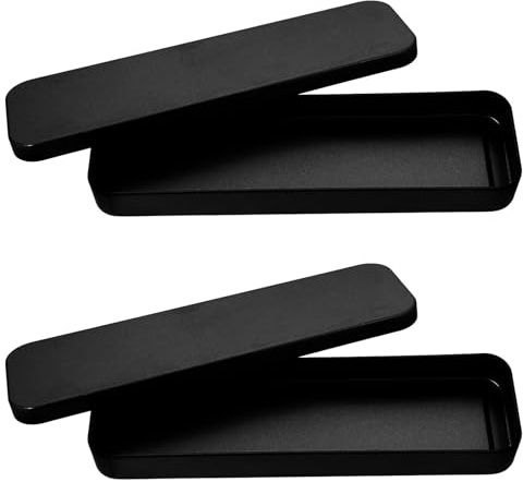 FIXOSHEE 2pcs Tinplate Pen Box Container Rectangular Stylish Moisture-Resistant Pencil Case with Lid Design Sleek Smooth Finish Elegant Storage Organizer for Students School and Office