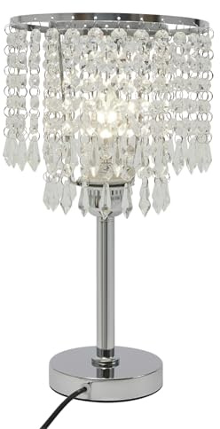 Kristall Tischlampe E27 Kristallglas Nachttischlampe Kristall Tischleuchte Heimtischlampe Lampenschirm mit Runder Standfuß Elegante Moderne Tischlampen Heimtischleuchte für Schlafzimmer, Wohnzimmer