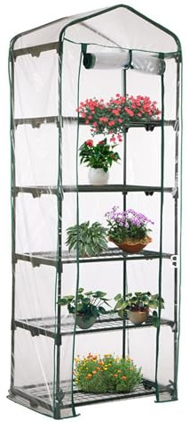 Bâche de Rechange pour Serre de Jardin à 5 Niveaux, Imperméable Housse pour Serre de Jardin, avec Porte à Double Fermeture éclair Enroulable, Protection Contre Le Gel Froid pour Fleurs et P-lantes