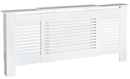 Copertura per Radiatore Mobile in MDF con design a doghe for casa o ufficio, regolabile for riscaldatori, moderna soluzione di sicurezza