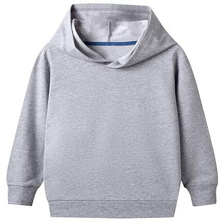 Bomull hög midja långärmad för barn, pojkar/flickor, enfärgad, dagliga sportkläder för skola, vår/höst T-shirt pojkar lång, Färg: grå, 7-8 år