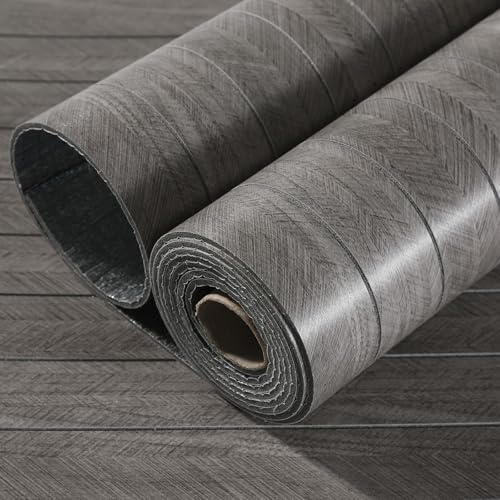 Anttyscar 5Roll Dark Grey Peel and Stick Wall Panels 3D Self Adhesive Wall Panels Wood Effect Wallpaper for Kitchen Bathroom Living Room Bedroom, 3mm Thick Sound Insulation, 300x40CM