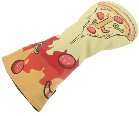 GOOHOCHY Copri-Driver da Golf a Forma di Pizza in PU con Fodera in Pile, Coprimazza Divertente per Uomo e Donna, Protezione Anti-Graffio per Legni e Driver, Accessorio Sportivo per Golfisti