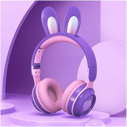 OHAANYY Casque oreilles de chat - Cadeau d'anniversaire d'enfant - LED - Oreilles de chat - Licorne - Bluetooth - Microphone stéréo sans fil - Avec lumière LED - Pour téléphone portable, tablette, PC