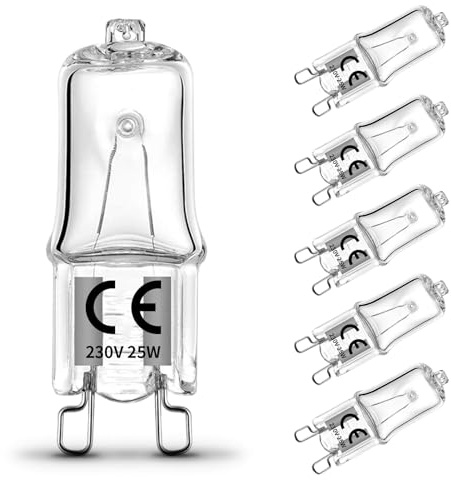 G9 Halogen Leuchtmittel, Halogen 25W Warmweiß Dimmbar 230V 2700K, 6 Stück | Halogenlampen G9 Glühbirnen, Hitzebeständig bis 300°C, für Backofenlampe, Deckenleuchten, Mikrowelle, Leuchter