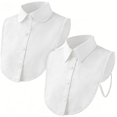 2 Pieces Fake Collar, Detachable Half Shirt Blouse False Collar Folding Design, White Fake Collars for Women, Women's Collars
