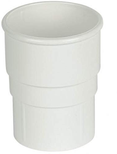 FLOPLAST 68mm Round Gutter Pipe Socket - White - Pack of 2