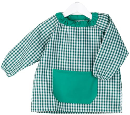 KLOTTZ PONCHO - Babi poncho sin botones guardería. Bata escolar cómoda de vestir perfecta para comedores y colegios. bebé-niños color: VERDE talla: 1