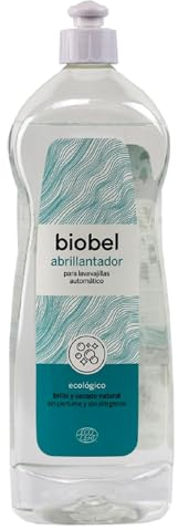 Biobel - Abrillantador para Lavavajillas - 100% Natural - Acabado Seco y Brillante - Elaborado con Alcohol Vegetal - Sin Perfume ni Alérgenos - Apto para Lavavajillas Domésticos - 1 L