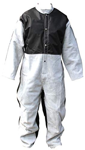 Optimaler Sandstrahler-Anzug, Sandstrahleroverall - Sandstrahlanzug, in durchdachter Kombination aus echtem, besonders widerstandsfähigem Leder und speziellem Techno-Stoff - Made in Germany