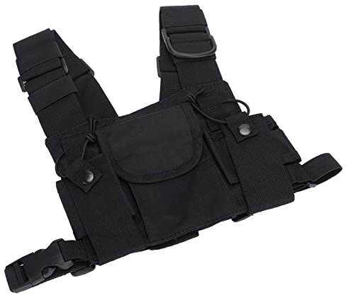 Heayzoki Walkie-Talkie bröstficka, Walkie-talkie dubbel bröstsele frampack påse hölster bärväska, walkie-talkie bröstväska för polis, produktionsverkstad, Modern