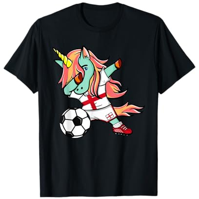 Dabbing Unicorn England Football English Flag Soccer Lovers T-Shirt