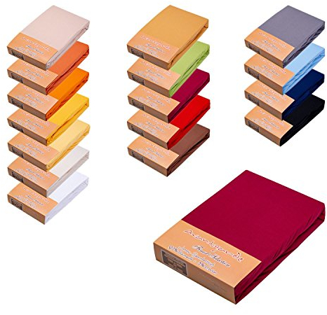 AVANTGARDE Premium Spannbetttuch √ 180x200cm - 200x220cm √ hoher 40cm Steg √ auch für Wasserbett und Boxspringbett √ Spannbettlaken sehr Gute 195g/m² √ 97% Baumwolle / 3% Elasthan √ (brombeer)