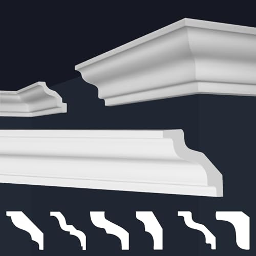 Marbet, lattes de plafond en polystyrène XPS, moulures en stuc de haute qualité, légères et robustes, au design moderne (boîte d'économie de 50 mètres, E-08, 72 x 72 mm)