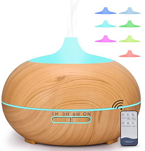 550ml Essential Oil Diffuser, Winkwinky Aroma Room Diffusers for Aromatherapy, Electric Air Diffuser Humidifier with Adjustable Mist Mode, 7 Led Lights, 4 Time Settings for Home/Bedroom/Yoga/Office