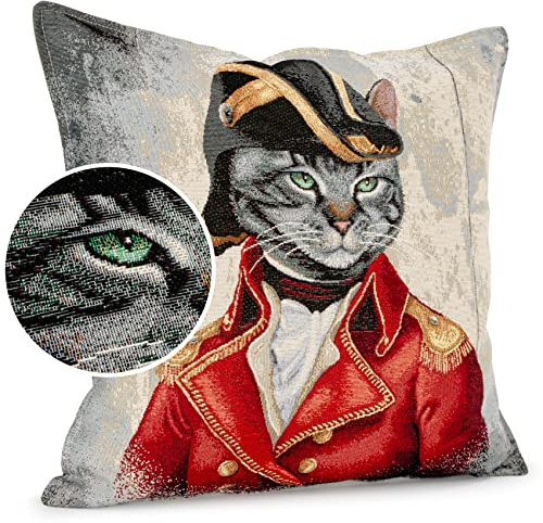 ANRO Kissenbezug Dekokissen Kissen Sofakissen Kissenbezüge Kissenhülle Gobelin Offizier 45x45cm mit Füllung